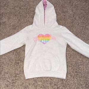 Kids Gray KU Hoodie with Pink Lining